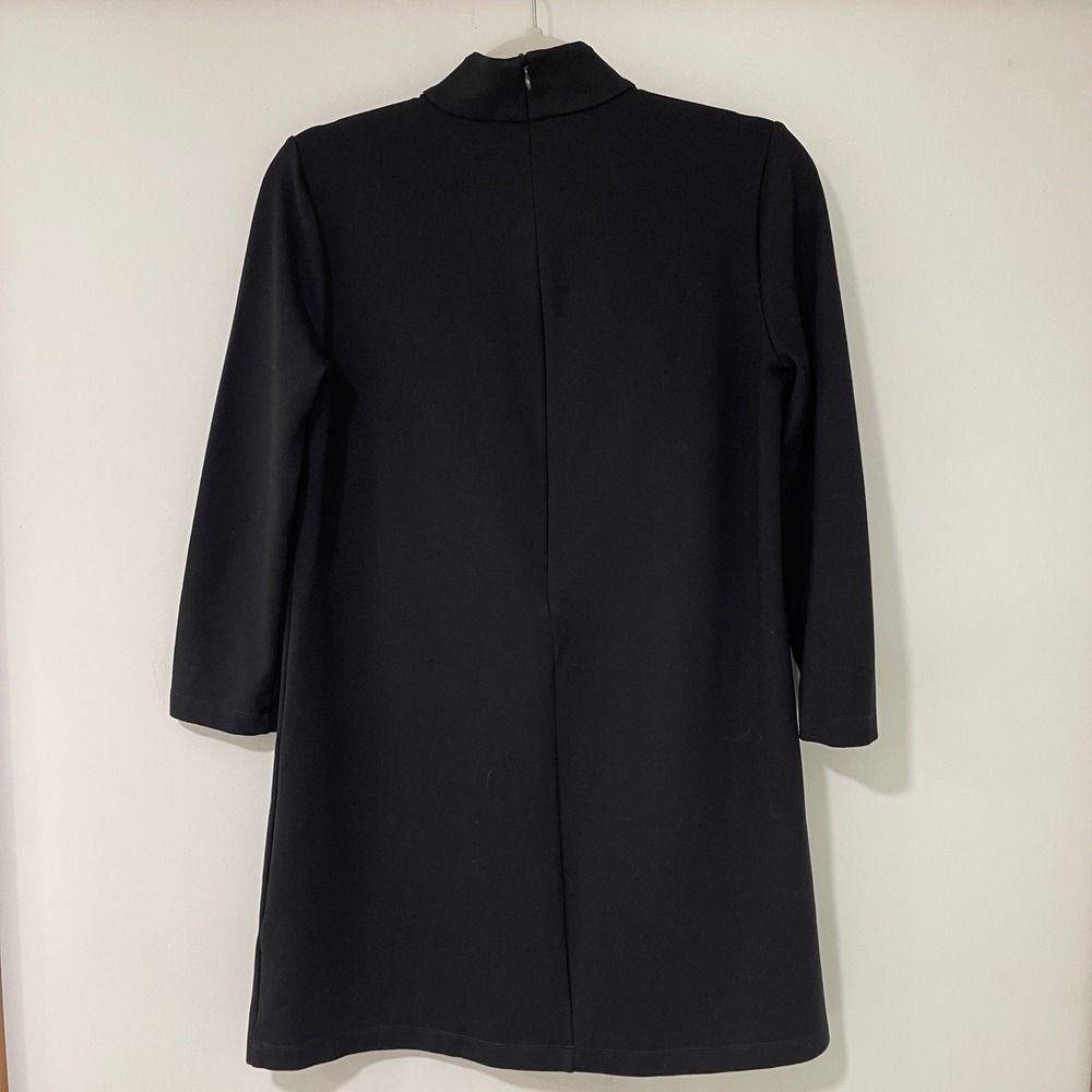 Tuckernuck Gold Button Mock Neck Dress Womens Small Black Mini Shift | Preppy - Picture 3 of 8